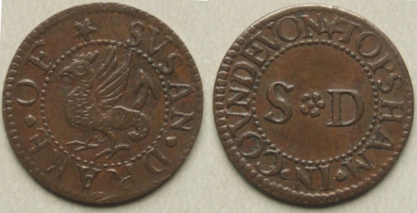 Topsham, Susan Drake farthing token